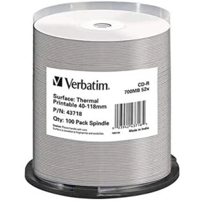 Immagine di Verbatim CD R Thermal Printable No ID Brand 700MB 100pezzo(i)