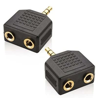 Immagine di Mobi Lock Splitter a Y per cuffie da 3,5 mm (confezione 2), 1 maschio 2 femmine perfetto tutti i lettori multimediali con una porta