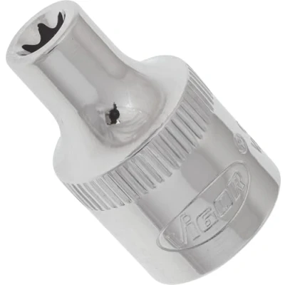 Immagine di ViGOR V2726N Inserto per chiave a bussola Torx, larghezza E6, attacco quadrato da 3/8&quot;, profilo E, lunghezza 28 mm, strumento lavori di precisione