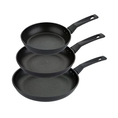Immagine di PRESTIGE set di 9 padelle antiaderenti più resistenti, 3 a induzione, 21/25/29 cm con resistenti ai graffi, antiaderenti, manici facili da impugnare, adatte per forno e