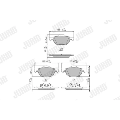 Immagine di JURID 572480J Kit pastiglie freno con segnalatore acustico usura clip pistone senza accessori HONDA: Accord 7 Limousine, Tourer