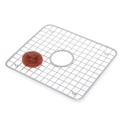 Immagine di iDesign Gia Griglia Lavandino, Normale con Foro, Metallo, Argento, 32.5x28x0.2 cm