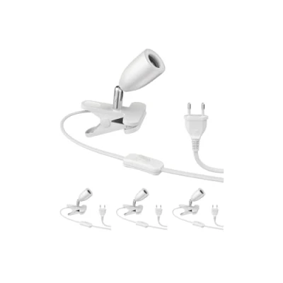 Immagine di ledscom.de 4 pezzi lampada a morsetto LIK, bianco opaco, 1x E27 max. 60W