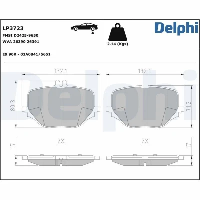 Immagine di DELPHI LP3723 Kit pastiglie freno Predisposto per contatto segnalazione usura con lamierino anticigolío senza accessori