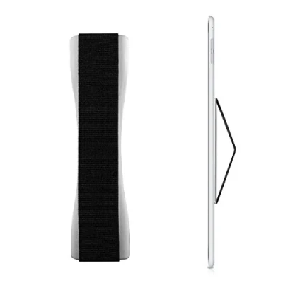 Immagine di kwmobile Supporto Dita per Tablet Sostegno Adesivo Fascetta Elastica Impugnatura Mano Universale Compatibile con iPad Galaxy Tab Porta Argento/Nero