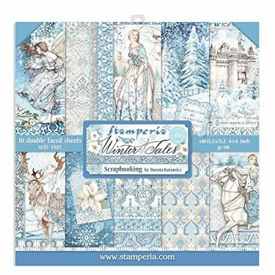 Immagine di STAMPERIA INTL, KFT (3PL) Blocco Extra Piccolo, 10 Fogli, 15,24 x cm, Double Face Winter Tales, Multicolore, 15.24x15.24