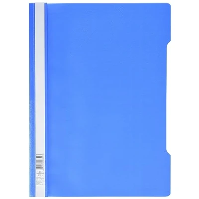 Immagine di Durable 257306 Cartellina ad Aghi Clear View, Formato A4, Fronte Trasparente e Retro Colorato, Etichetta Longitudinale, Azzurro, Confezione da 50 Pezzi