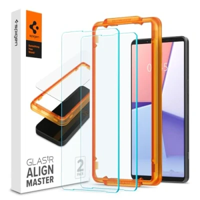 Immagine di Spigen AlignMaster Vetro Temperato compatibile con Sony Xperia 1 VI, 2 Pezzi, Installazione Semplice Cornice di Allineamento, Cristallino, Durezza 9H Pellicola prottetiva
