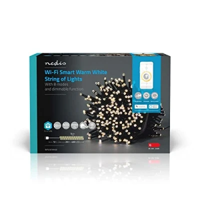 Immagine di NEDIS SmartLife LED decorativo Corda Bianco caldo 400 Interni ed esterni 7 Pattern di movimento 20 m Android/IOS