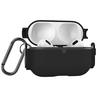 Immagine di MyGadget Cover Rigida Compatibile con Apple AirPods Pro 2 Generazione (2022) Custodia per Cuffie Auricolari interno in silicone e apertura a scatto Nero