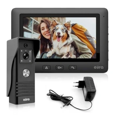 Immagine di EURA Black VDP 45A3 Alpha, videocitofono a 4 Fili, Colori da 7&quot;, Nero, 1 monitor