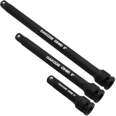 Immagine di DAKCOS Set di barre estensione per bussole da 3/8&quot;, 3 pezzi estensioni, CR MO con fosfatazione nera