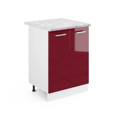 Immagine di Vicco Mobiletto base cucina R line, Rosso bordeaux lucido/Bianco, 60 cm, PL Marmo