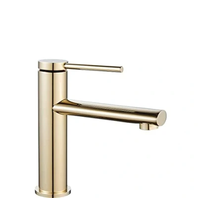 Immagine di Rea RUBINETTO LAVABO BASSO OVALE ORO Miscelatore da bagno in ottone monocomando caldo e freddo regolabile (Oro)