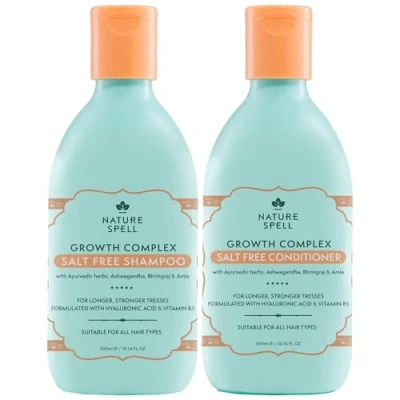 Immagine di Nature Spell set di shampoo e balsamo per la crescita dei capelli, 300 ml x 2, senza solfati, migliora forza, lucentezza volume
