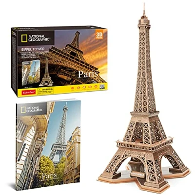 Immagine di CubicFun Puzzle 3D Kit Modello Torre Eiffel National Geographic, Regali Architettura Parigi con Libretto, 80 Pezzi