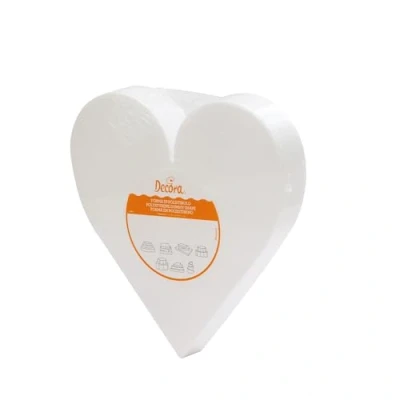 Immagine di Decora 0173911 Basi a forma di cuore in polistirolo ideali per esercitazioni e realizzare torte piani dall&#039;aspetto perfetto, Dim. 40 X H 5 CM