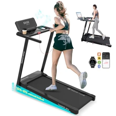 Immagine di Mobvoi Home Tapis Roulant Ultra 3 in 1 con Inclinazione Pieghevole del 6% per casa e ufficio 2.5HP Supporto Tazza Telefono Laptop Ampia Area di Corsa Display a LED 12km/h 120kg