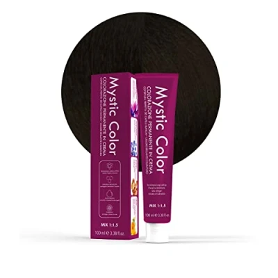Immagine di Mystic Color Colore Nero Intenso 1.0 Tinta per Capelli Colorazione Professionale in Crema a Lunga Durata Con Cheratina Idrolizzata, Olio di Argan e Calendula 100 ml
