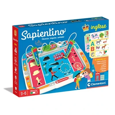 Immagine di Clementoni Sapientino Inglese Banchetto con Schede attività E Penne Interattive, Gioco Educativo 3 Anni, Elettronico (Versione in Italiano) Made Italy, Multicolore, 16387