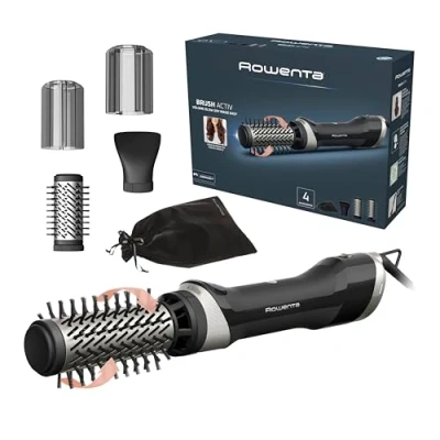 Immagine di Rowenta Brush Activ, Spazzola Ad Aria Calda Rotante, Asciugacapelli 1000 W, Design Ergonomico, 2 Spazzole Rotanti in Ceramica, Concentratore e Custodia, UB9530F0