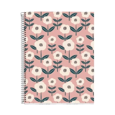 Immagine di Miquelrius taccuino A4 (210 x 297 mm), 100 fogli a quadretti da 70 g/m², copertina in cartone rigido, 4 bande colorate, spirale, fori, quadretti, carta carina, rosa