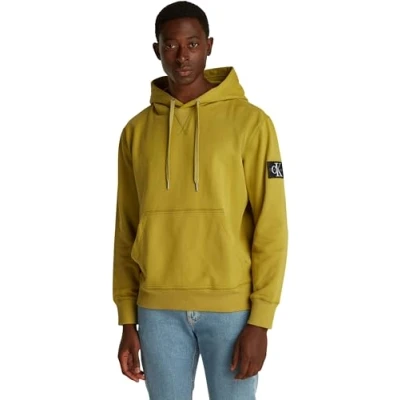 Immagine di Calvin Klein Badge Hoodie J30J323430, Felpe con Cappuccio, Uomo, Verde (Willow), XXL