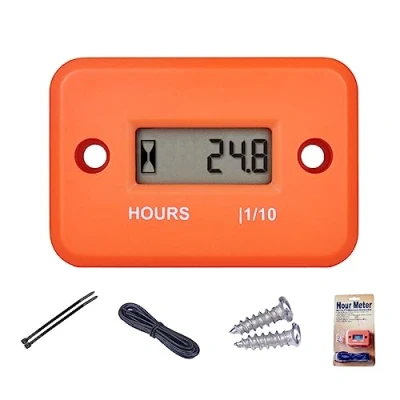 Immagine di Yooreal Digital Contaore Inductive Hour Meter impermeabile IP68, funziona su vari di ZTR/Riding tosaerba Terra Trimmer UTV Brush Cutter Trattore ATV Barca fuoribordo Motorcycle.(HM006A Arancione)
