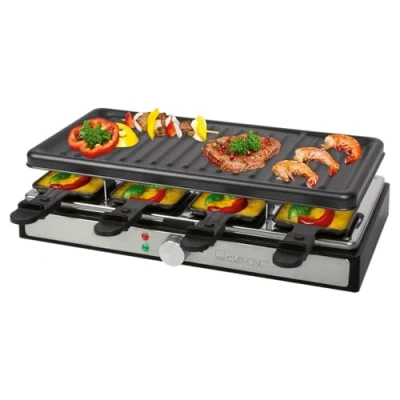 Immagine di Clatronic® Raclette per 8 persone con piastra rimovibile Grill rivestimento antiaderente incl. padelle Raclettes alloggiamento Cool Touch RG 3757