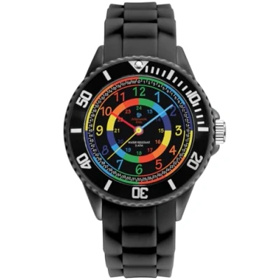 Immagine di Alienwork Kids Orologio di Apprendimento bambini Ragazzi Ragazze Nero Bracciale in Silicone Multicolore Impermeabile 5 ATM Tempo