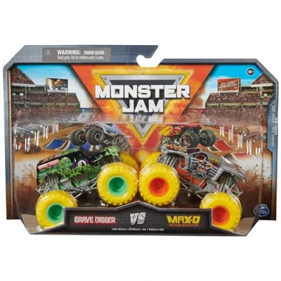 Immagine di Monster Jam, Ufficiale Grave Digger Vs. Max D Die Cast Trucks, scala 1:64, giocattoli per bambini dai 3 anni in su