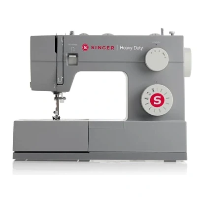 Immagine di Singer Heavy Duty 4411 Macchina da Cucire Meccanica, con 11 punti, Occhiellatore a 4 Tempi, Per Motore potenziato, Finitura metallizzata, Placca in acciaio