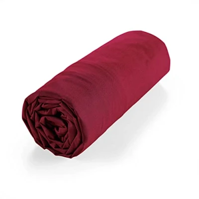 Immagine di douceur d&#039;intérieur, Lenzuolo con angoli elasticizzati (90 x 190 cm) Biolina Bordeaux, 100% cotone biologico