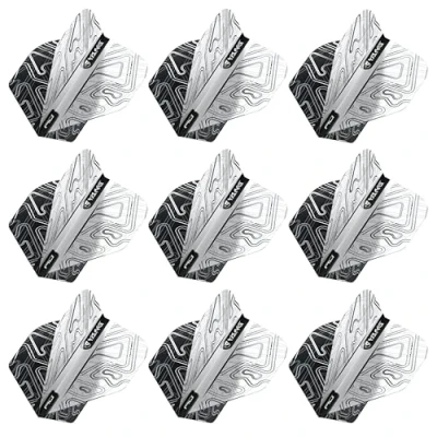 Immagine di RED DRAGON alette per freccette standard Yin Yang, bianche e nere, 3 set confezione (9 in totale)