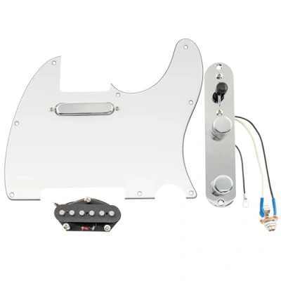 Immagine di Musiclily Pro Chitarra Battipenna Precablato Tele Pre Wired Pickguard con Loaded Piastra Controlli Artec Alnico 5 Pickups per Elettrica tipo Tele, 3 strati Bianco