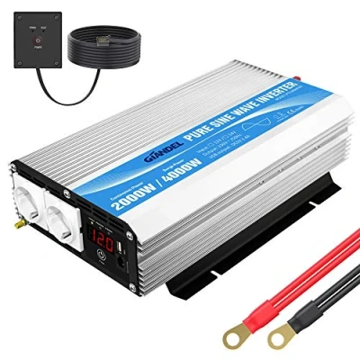 Immagine di GIANDEL Inverter a onda sinusoidale pura 2000W Invertitore di Potenza Convertitore DC 12V AC 220V 230V con telecomandoler &amp; prese doppie per RV Truck Car