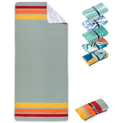 Immagine di Fit Flip Telo Mare microfibra leggero, fine e ad asciugatura rapida asciugamano grande teli antisabbia da spiaggia 100% riciclato Retro Stripes 200x90cm