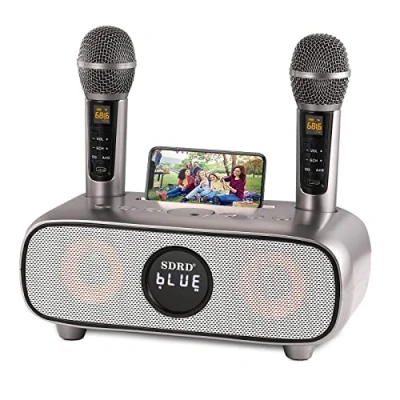 Immagine di Cassa Bluetooth Karaoke,karaoke con2 UHF Microfoni Wireless professional,Karaoke Professionale Completo,Supporto AUX/USB/TF,Ideale per Karaoke Domestico,Feste Canore