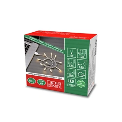 Immagine di Konstsmide 1772 133 Catena luminosa a LED, con 10 diodi luce bianca calda, per interni (USB), 0,64 W, cavo trasparente
