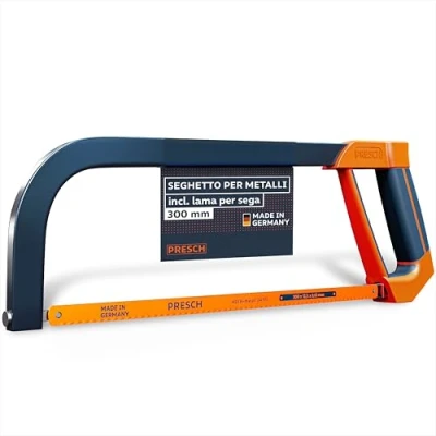 Immagine di Presch Seghetto per metallo 300mm con lama in BI un taglio preciso Rotazione della di 90 tagli orizzontali e verticali Manico ergonomico chiave tensione inclusa