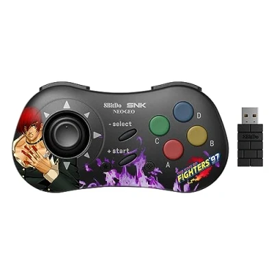 Immagine di 8Bitdo Controller Bluetooth Iori Yagami stile SNK Neo Geo CD, compatibile con PC Windows, Android e Mini