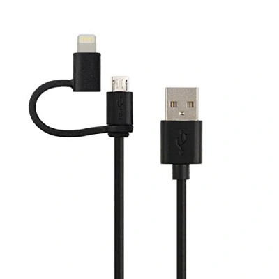 Immagine di Ewent EW9909 2 in 1 Cavo Lightning MFi e Micro USB Cavetto Ricarica Dati compatibile con iPhone 8/8 Plus / 7/7 6S/6s 6 5/5s, Samsung S7 S6 Huawei P8/P8 Lite ed altri Smartphone Android connettore USB, 1m