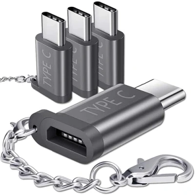 Immagine di JSAUX Adattatore USB C a Micro USB, [4 Pezzi] Convertitore Tipo con Portachiavi Resistenza 56K Compatibile Samsung Galaxy S10 S9 S8 Note 10 9 8/A3 A5, Huawei P9/P10, XZ, LG (Grigro)