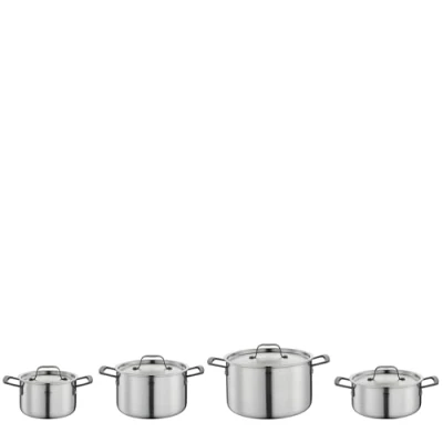 Immagine di Spring GOURMET, set di 4 pentole multistrato con coperchio in acciaio inox, adatte al forno, scala interna, pentola Ø 16, 20, 24 cm, 20 nero