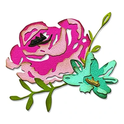 Immagine di Sizzix Thinlits Die Set 4PK Brushstroke Flowers #4 di Tim Holtz 665849 Capitolo 2 2022, Carta, Multicolor, One Size
