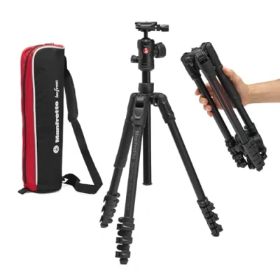 Immagine di Manfrotto Befree Advanced AS, Camera Tripod, Lever Lock, Compatible with Arca Swiss, Portable, Compact Travel Tripod Kit, Ball Head, Aluminium for DSLR, Mirrorless Cameras, Accessories