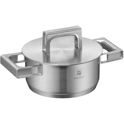 Immagine di WMF Ultimate Cool pentola piccola 16 cm, coperchio in acciaio inox, a induzione, 1,4 l, inox Cromargan opaco, manici che riducono il calore, induzione con scala interna,