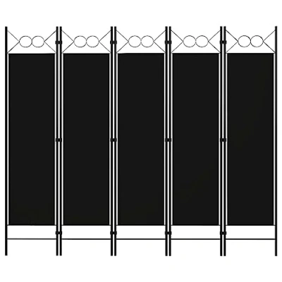 Immagine di vidaXL Paravento a 5 Pannelli Divisorio Separè Pannello Byobu Pieghevole Schermo Separatore Ambienti Interni Protezione Privacy Nero 200x180 cm