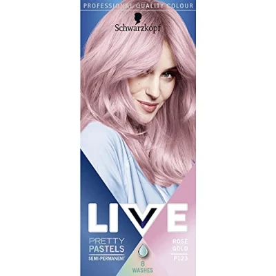 Immagine di Schwarzkopf LIVE Pretty Pastels Rose Gold P123 Tintura per capelli temporanea che dura fino a 8 lavaggi, tinta pastello, tutta la testa, ombre o colpi di sole