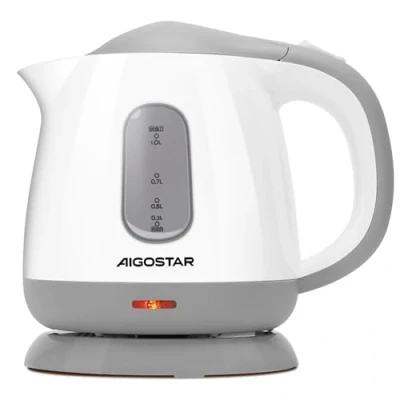 Immagine di Aigostar Juliet Bollitore acqua Elettrico Piccolo 1 Litro, 1100W, Filtro Anticalcare, Mini da Viaggio, Spegnimento automatico,Senza filo con base girevole a 360, Senza BPA, Bianco